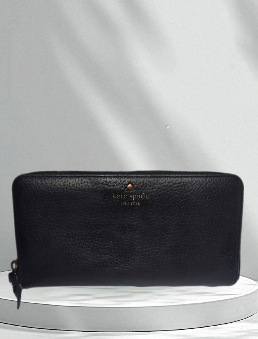 Kate Spade Black Pebbled Leather Zip-Around Wallet